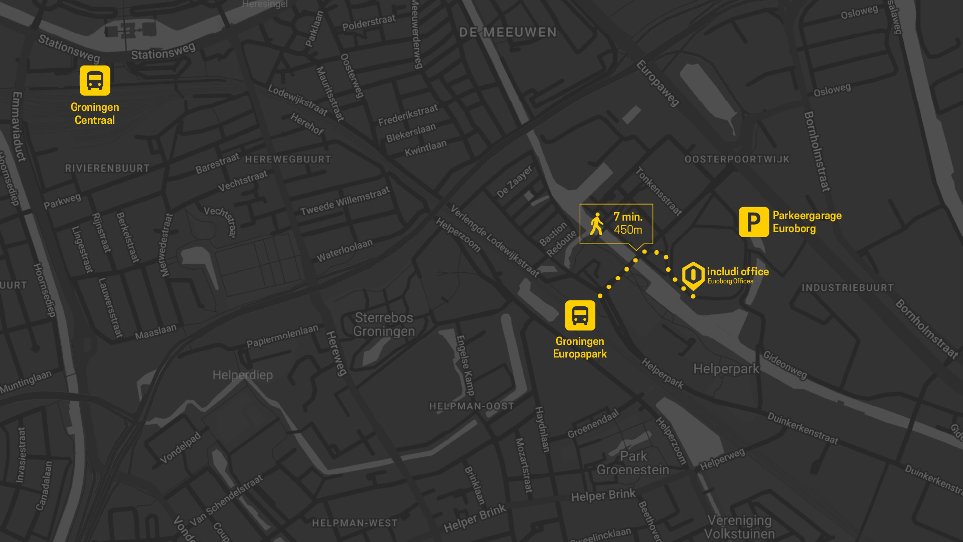 Groningen station to Euroborg.
