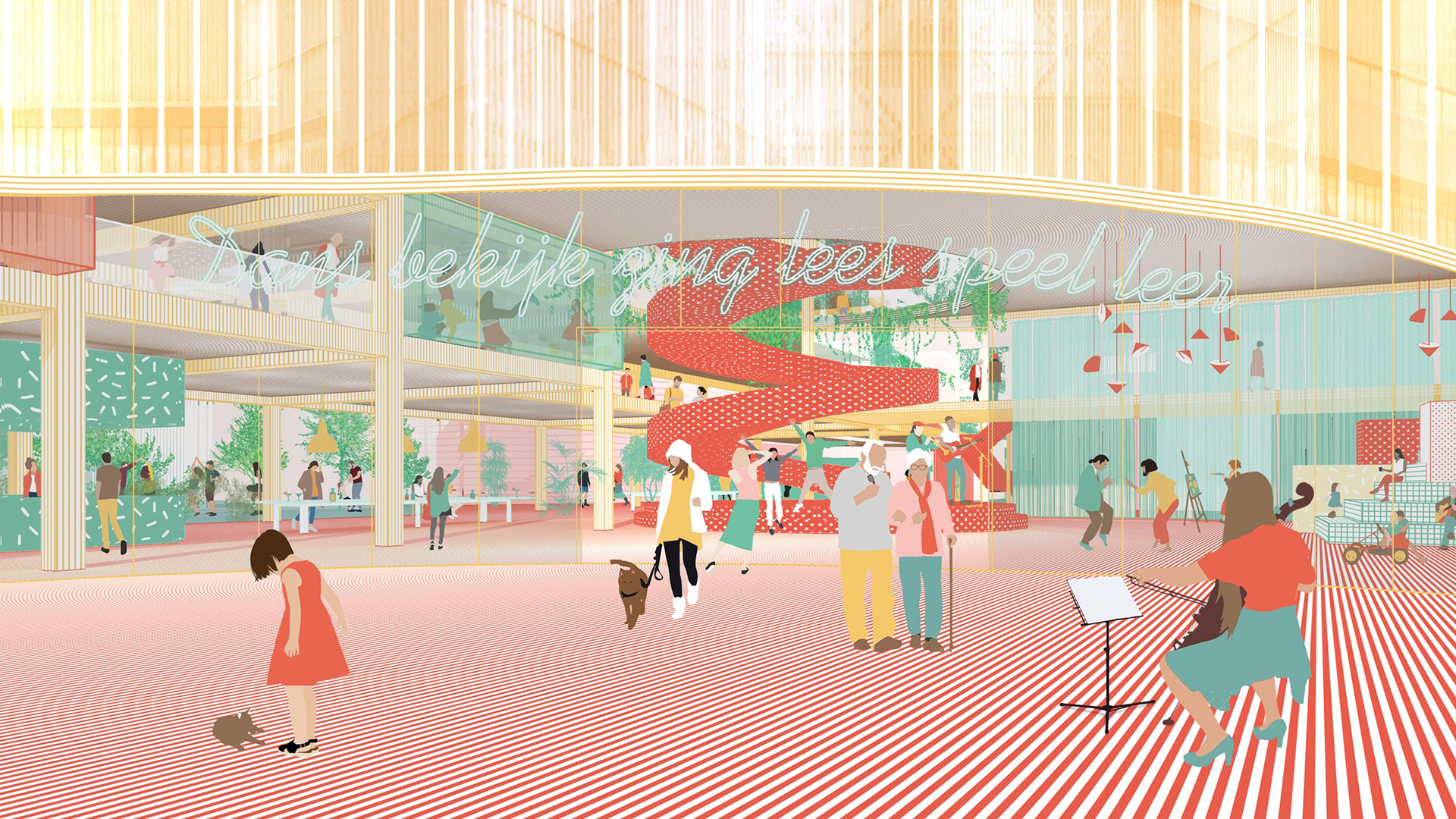 Nomination sketch of a blooming cultural center for activities.